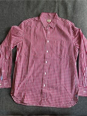 J. Crew Red & White Gingham Button-Down Shirt